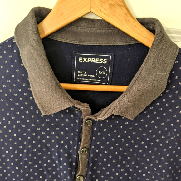 Express Stretch Patterned Polo Sz XL - Picture 3 of 4